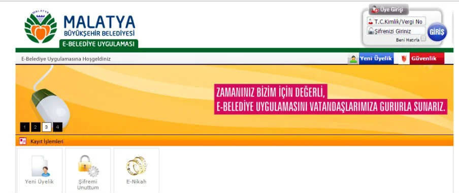 Malatya Büyükşehir Belediyesi E-Devlet Kapısındaki uygulamalarını her geçen gün arttırıyor