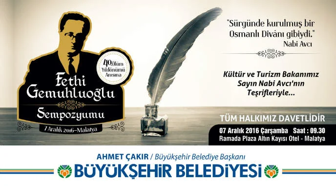 Malatya Büyükşehir Belediyesi, Fethi Gemuhluoğlu Semyozyumu düzenliyor