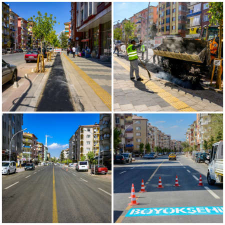 Tevfik Temelli Caddesinde sürdürülen değişim-dönüşüm ve yenileme çalışmalarında son rötuşlar yapılıyor.