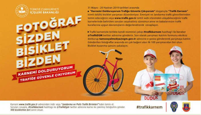 “Karnemi Dolduruyorum Trafiğe Güvenle Çıkıyorum” sloganıyla 100 çocuğa 100 bisiklet yarışması