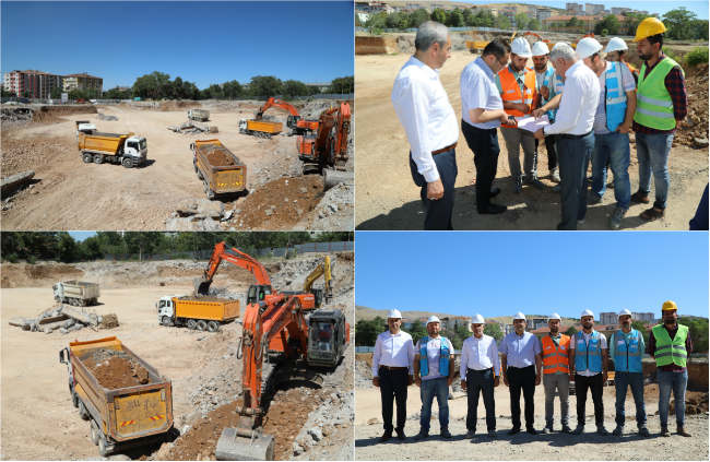 Güder, Battalgazi Devlet Hastanesi inşaat alanında incelemelerde bulundu.