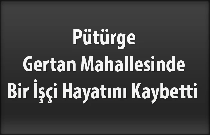 Pütürge Gertan Mahallesinde Bir İşçi Hayatını Kaybetti