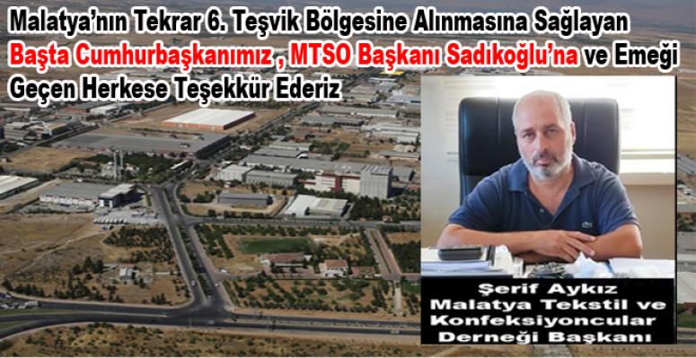 Şerif Aykız ; 6. Teşvik Bölgesi Kararı İş Dünyasını Mutlu Etti