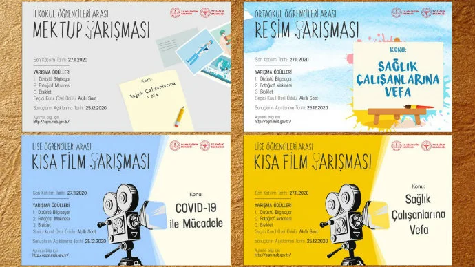 “Sağlık Çalışanlarına Vefa” konulu “Mektup, Resim ve Kısa Film Yarışmaları”