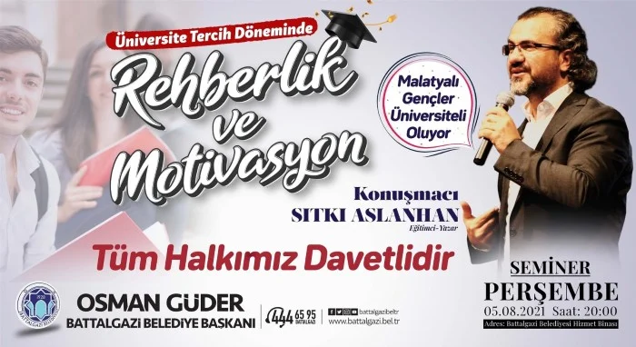 Kişisel Gelişim Uzmanı Eğitimci-Yazar Sıtkı Aslanhan’ı Malatyalı öğrenci ve aileleriyle buluşturacak.