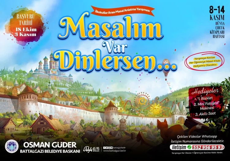 Battalgazi Belediyesi tarafından ilkokullarda öğrenim gören öğrenciler için “Masalım Var Dinlersen” adlı ödüllü masal anlatma yarışması düzenlenecek.