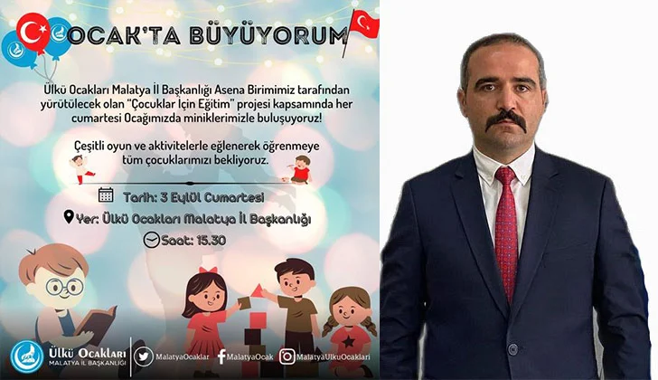 Ülkü Ocakları Malatya İl Başkanlığı, “Çocuklar İçin Eğitim” projesi kapsamında her cumartesi minikleri ağırlayacak