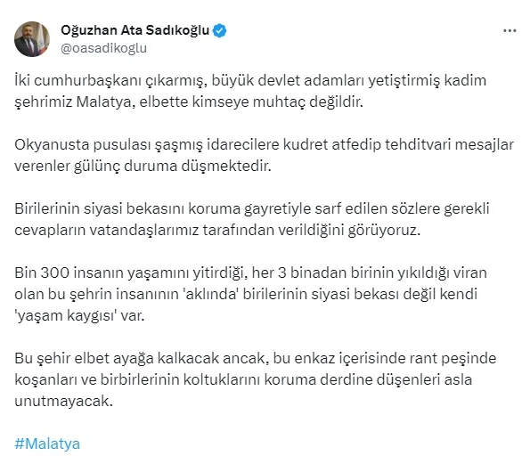 “Depremzede vatandaşımızın aklında yaşam kaygısı var”