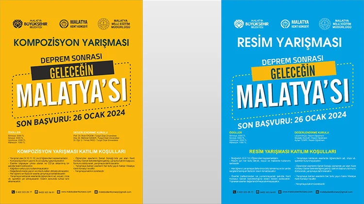 “Deprem Sonrası Geleceğin Malatya’sı” konu başlığında kompozisyon ve resim yarışması düzenliyor.