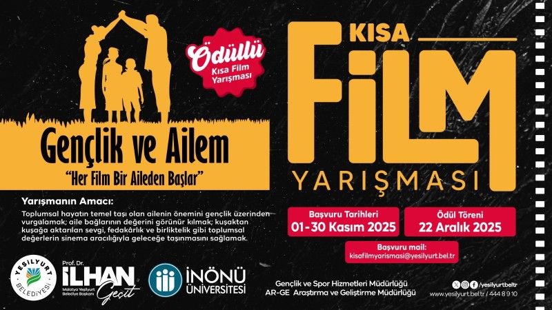 Yeşilyurt Belediyesi’nden Genç Sinemacılara Büyük Fırsat: “Gençlik ve Ailem” Konulu Kısa Film Yarışması Başlıyor