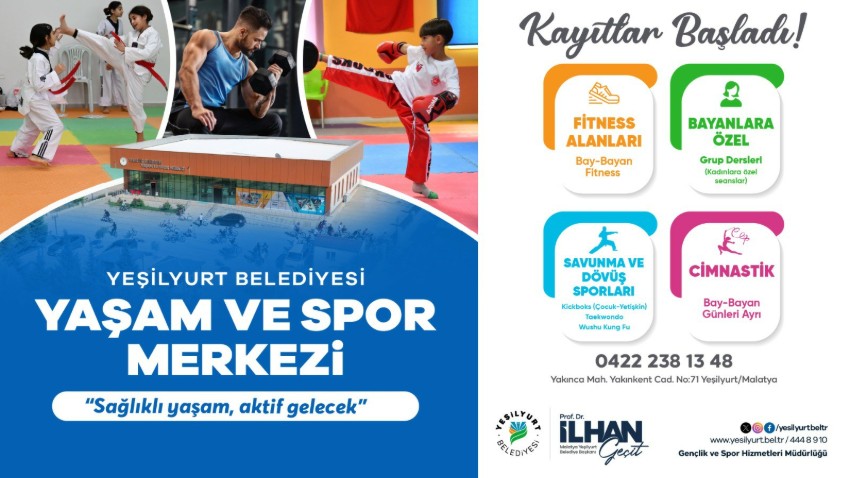 Yeşilyurt’ta Sağlıklı Yaşam Hamlesi: Yaşam ve Spor Merkezi Kayıt Almaya Başladı