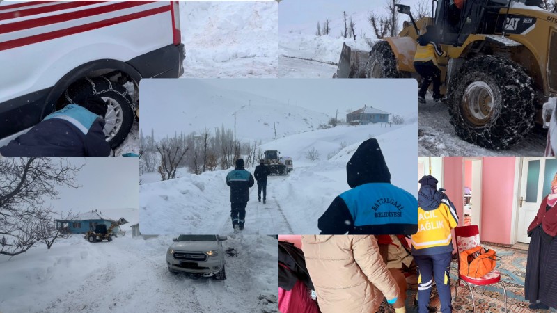 Battalgazi’de Kar Engeli Aşıldı: Sağlık Ekipleri İş Makinesiyle Hastaya Ulaştırıldı