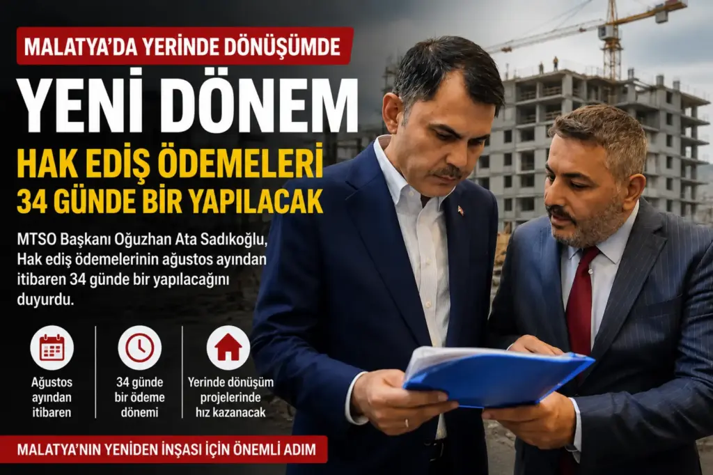 Yerinde Dönüşüm Hak Ediş Ödemelerinde Yeni Dönem: 34 Gün Takvimi