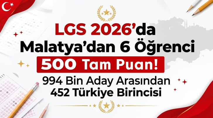 LGS 2026 Sonuçları Açıklandı: Malatya’dan 6 Öğrenci 500 Tam Puan Aldı